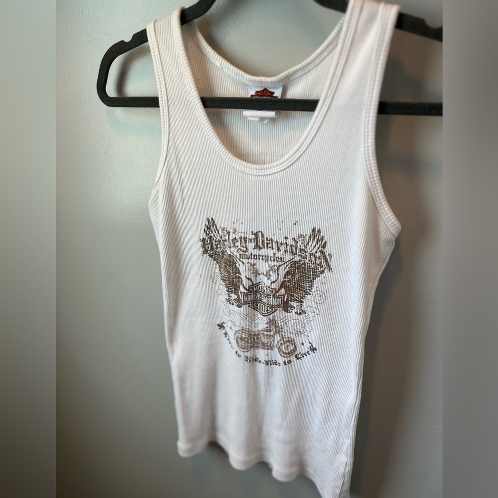 Harley-Davidson white and gold tank top large